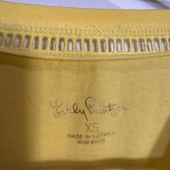 Lilly Pulitzer Agee Top Yellow Ruffled/Eyelet Sleeveless Top Size XS - Picture 3 of 5